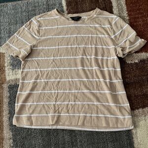 Banana Republic Tan and White Striped Women's Tee
